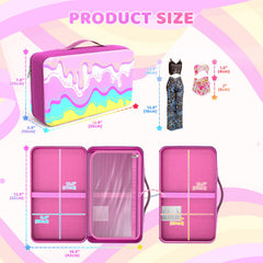 LININYHAO doll case side pockets store clothes and accessories neatly