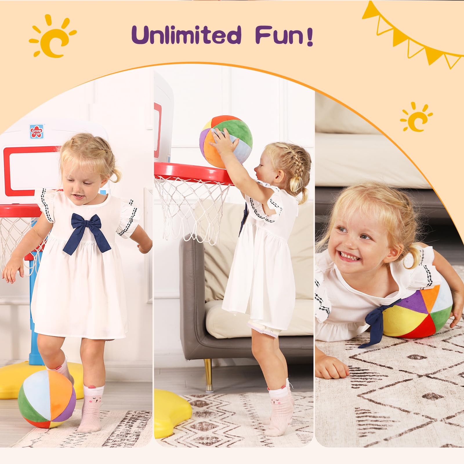LINKBOY Soft-fabric shell ball with colorful exterior for tactile grip.