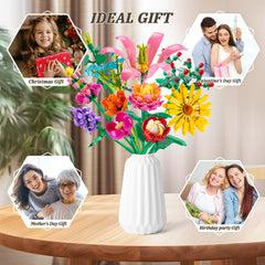 Linkowin 756PCS bouquet variety pack showcases 11 flower types for decor.