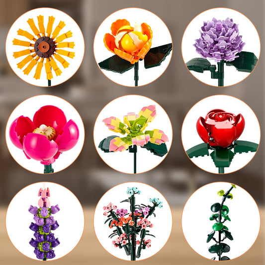 Linkowin Flower Bouquet Building Set detailed flowers highlight eucalyptus and lavender textures