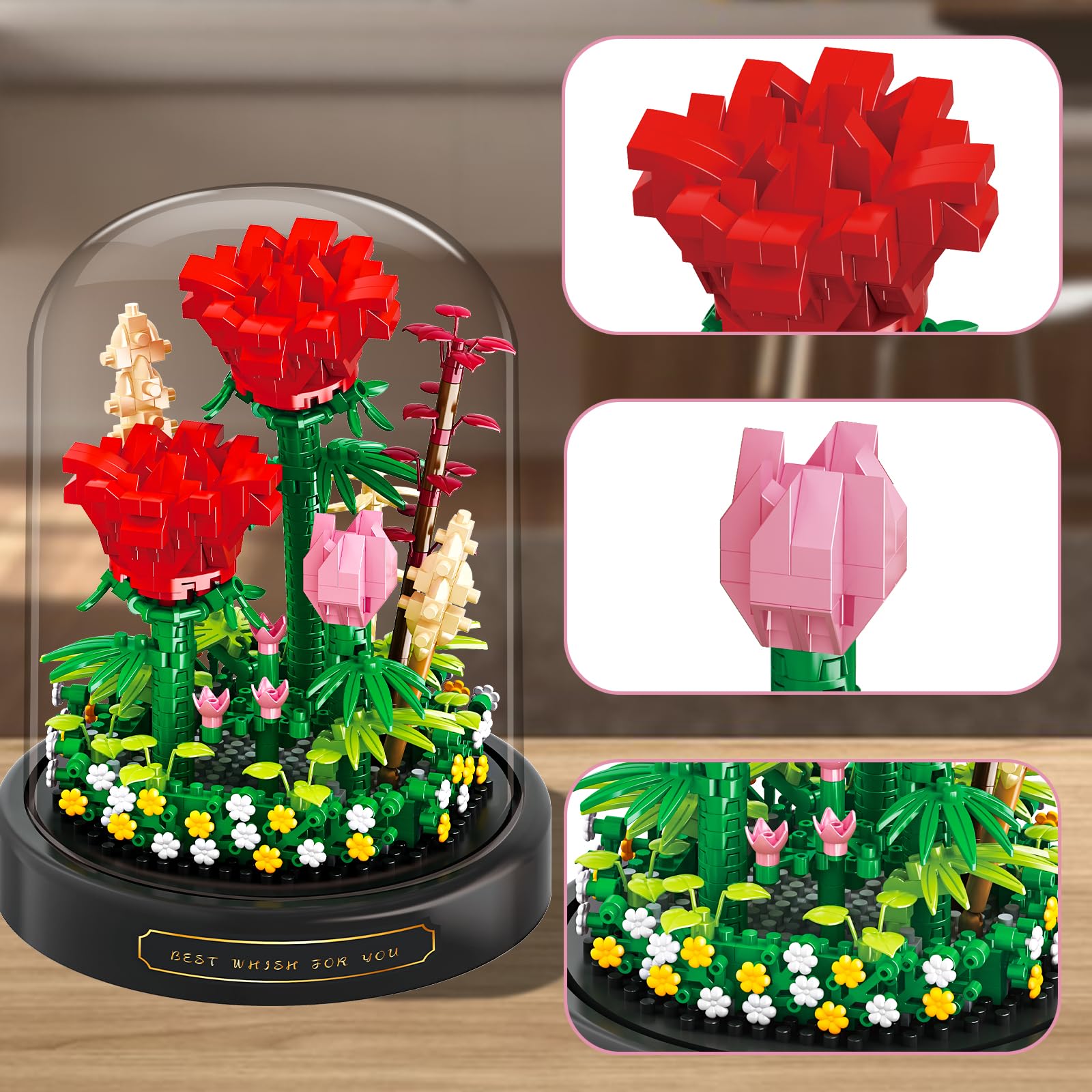 Linkowin lifelike rose bouquet assembly with detailed petals for striking display.