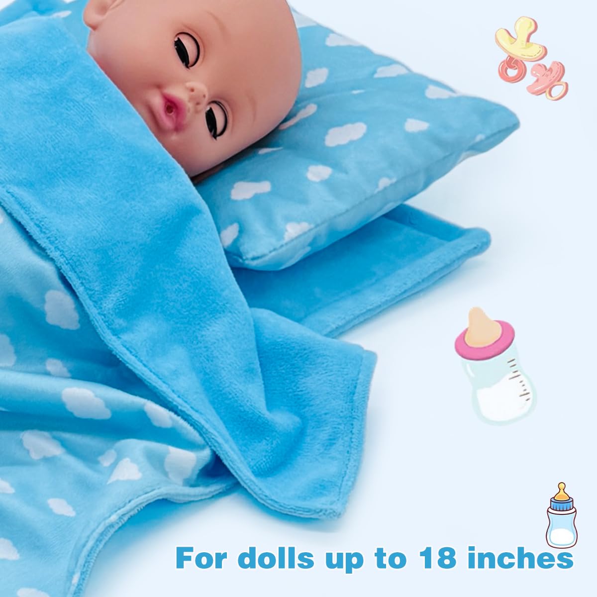 Linkyloop 18in doll accessory blue sky, portable decor for pretend play.
