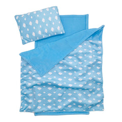 Linkyloop baby doll mattress for 18-inch dolls, blue sky, comfy and durable for pretend play.