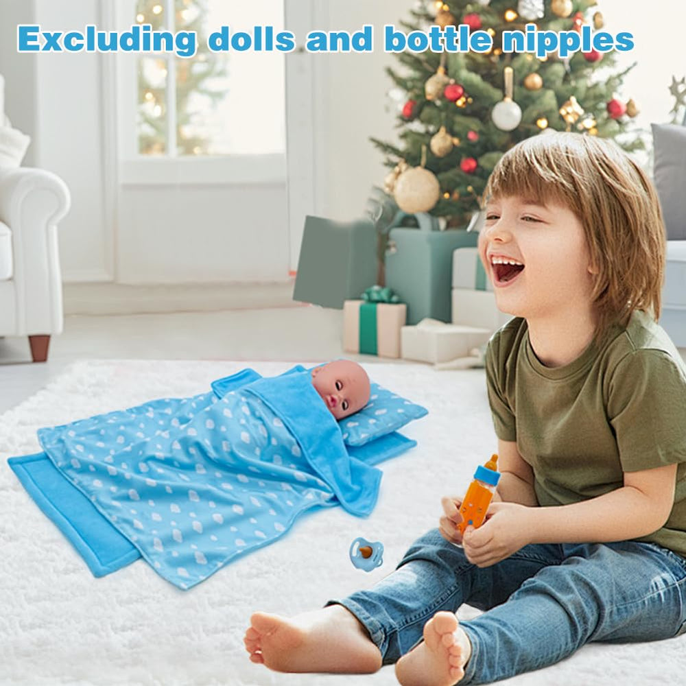 Linkyloop travel-friendly doll bed kit, blue sky for compact storage.