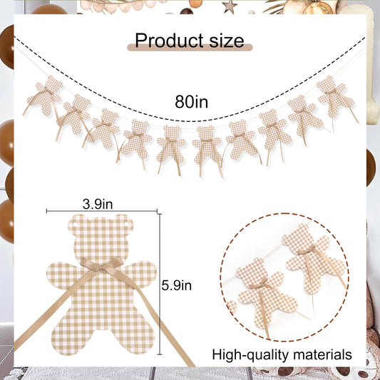 LINLULU neutral boho bear garland suits rustic nursery and woodland themes.