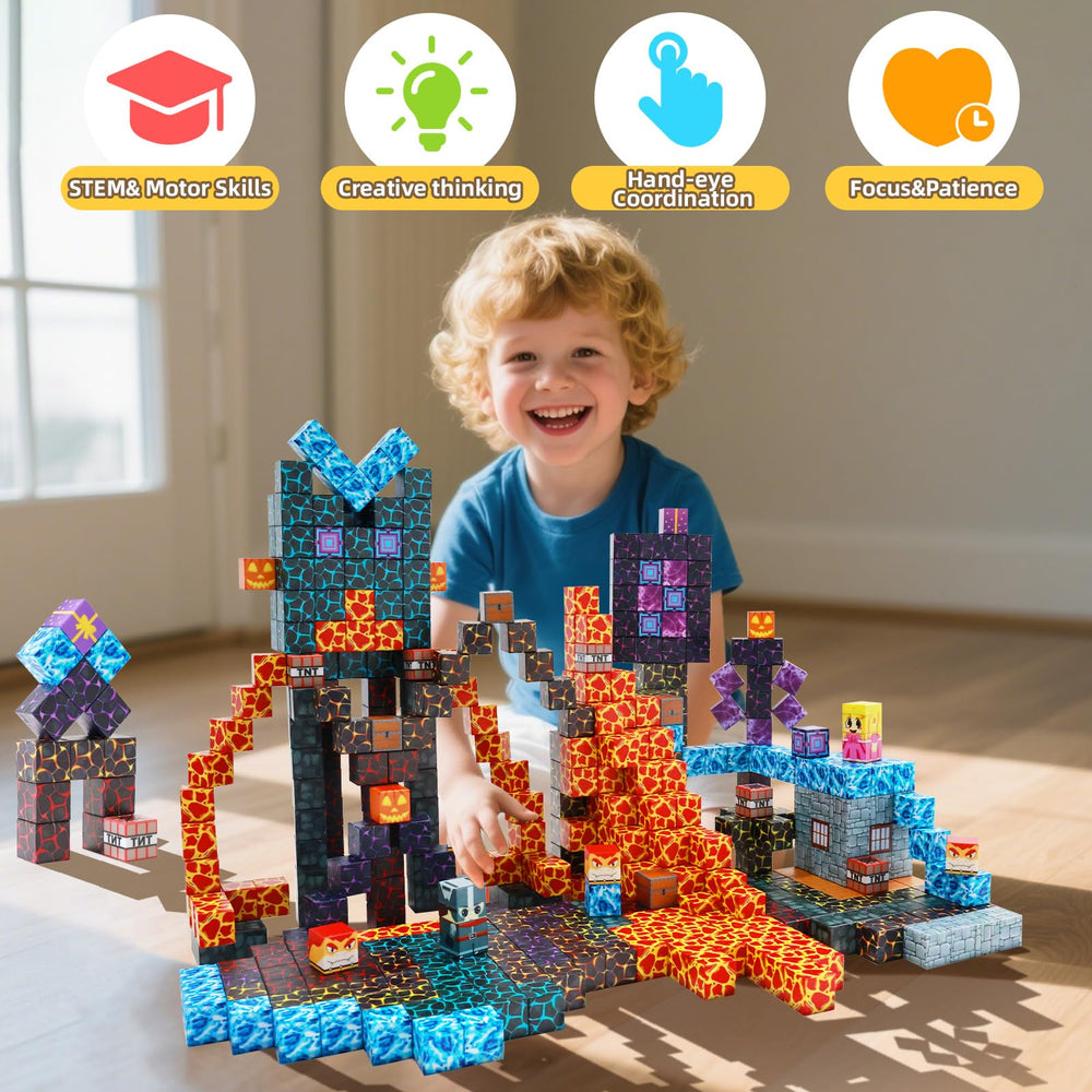 LionFuny magnetic blocks magnets-closeup shows strong magnets for stable builds and durable play.