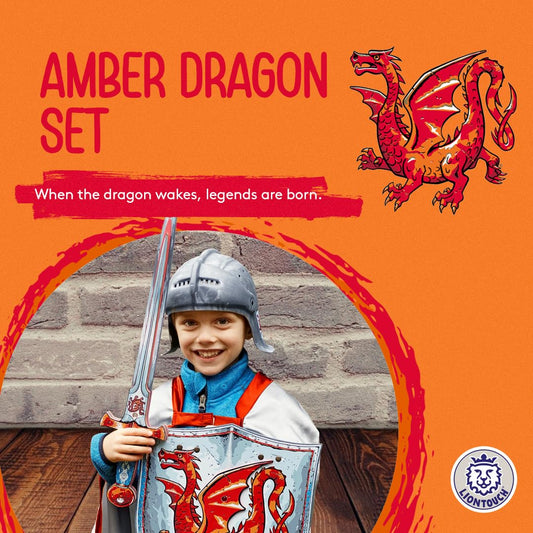 Liontouch Amber Dragon shield with bold motif for safe, imaginative battles.