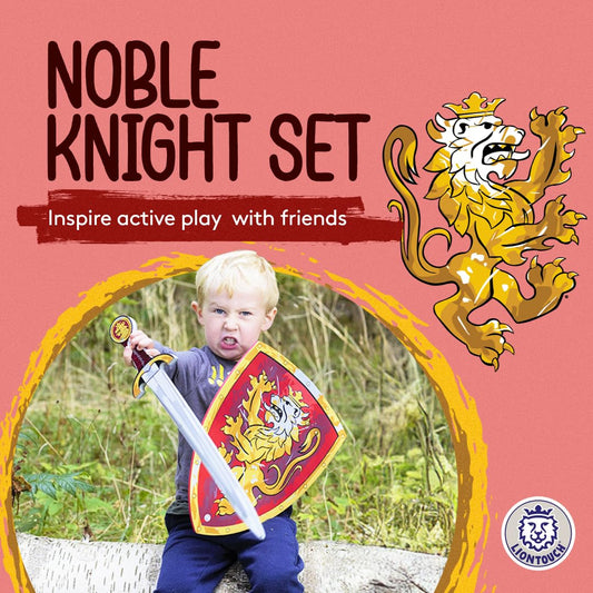 Liontouch Noble Knight shield in red, perfect for outdoor battles and role-play