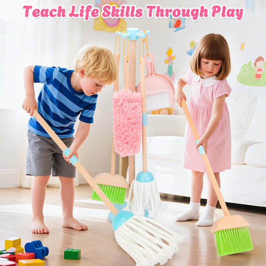 Lipneaed Kids Cleaning Set wooden dustpan highlighting sturdy beech wood