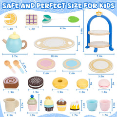 Lipneaed wooden tea set dessert rack showcases treats during play sessions.