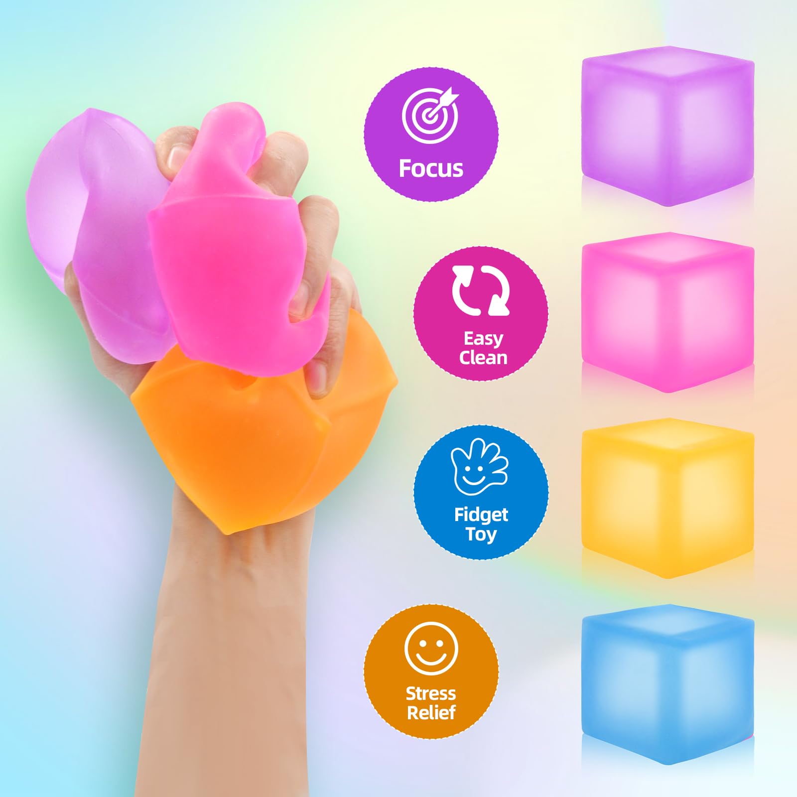 Liqilamii stress cube purple—soothing sensory tool for concentration.