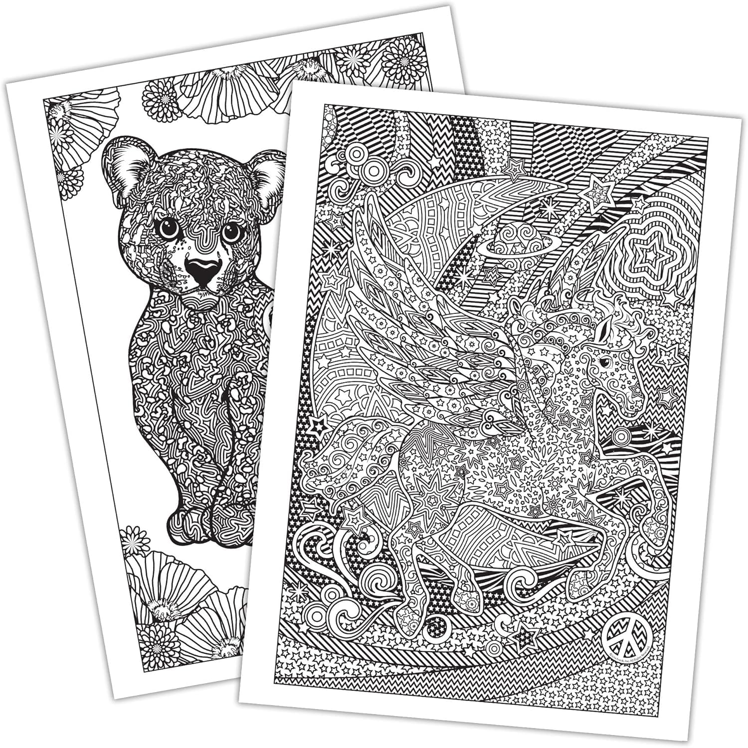 Lisa Frank adult coloring book cover art with intricate details for focus