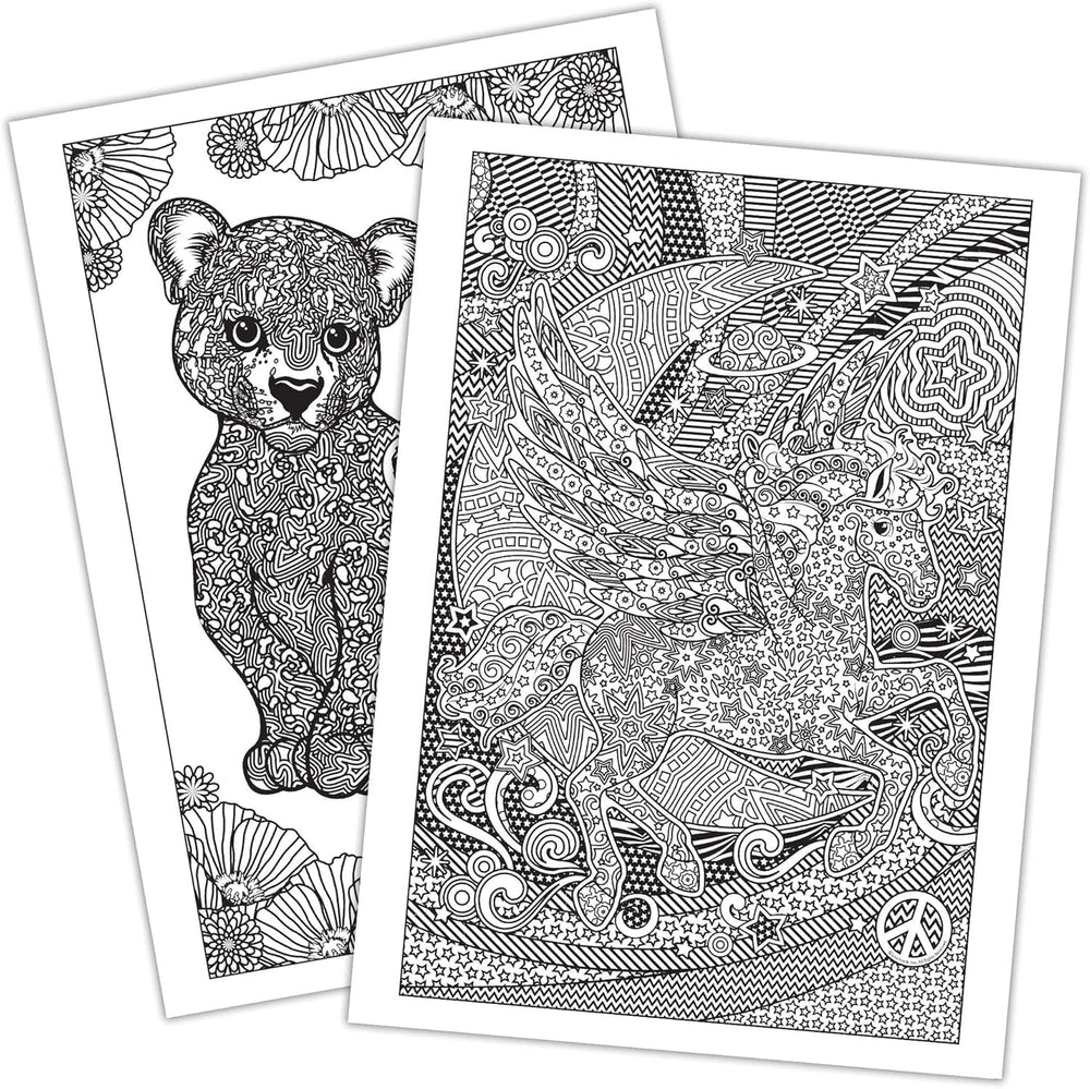 Lisa Frank adult coloring book cover art with intricate details for focus
