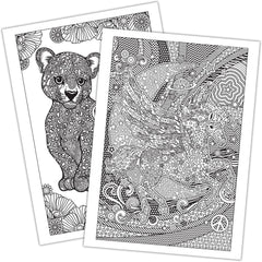 Lisa Frank adult coloring book cover art with intricate details for focus
