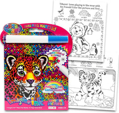 Lisa Frank Imagine Ink book illustration showing mess-free coloring option