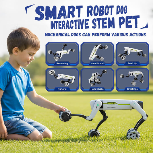 Lisfiva Stunt Robot Dog with four wheeled feet enabling smooth motion