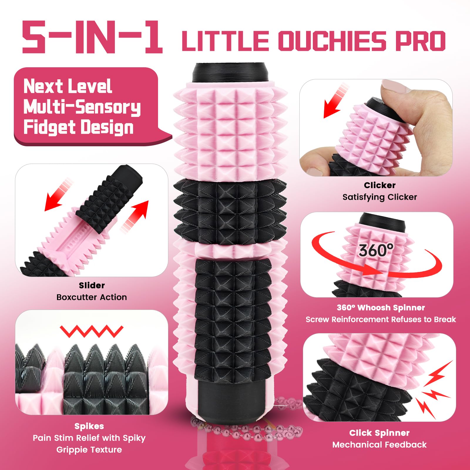 Lisgicabin Little Ouchies close-up of deep spike grip for sensory input