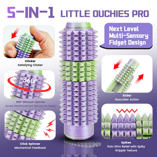 Lisgicabin Little Ouchies spinner provides tactile engagement for concentration.