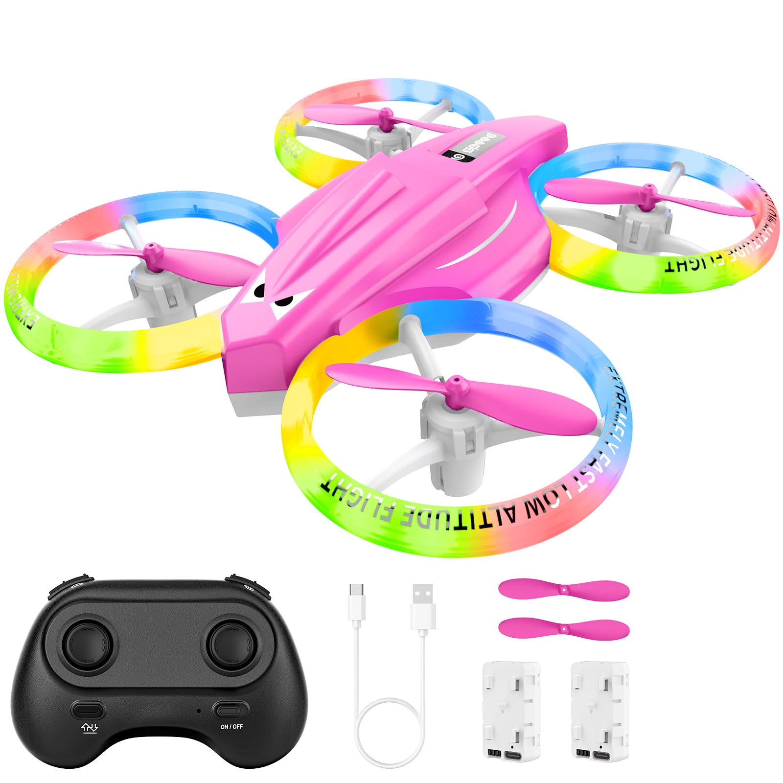 Lisoco drone for kids in pink with LED lights, ideal for indoor fun