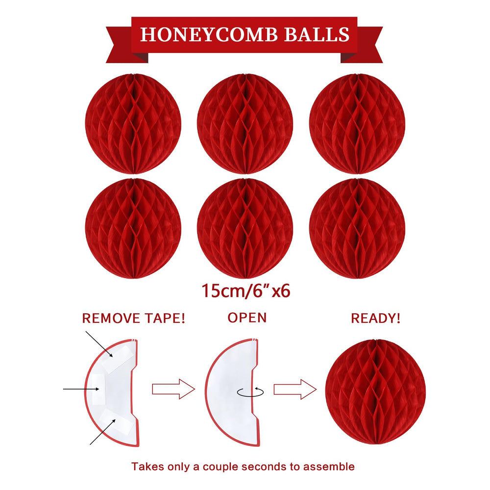 LITAUS 16-piece red decor kit forms a complete, ready-to-use party setup.
