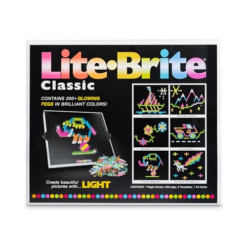 Lite-Brite Classic glowing board display with bright visuals for dim lighting.