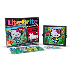 Lite-Brite ColorPOP Hello Kitty template of Hello Kitty strolling by the pond for vibrant, detailed glow art.