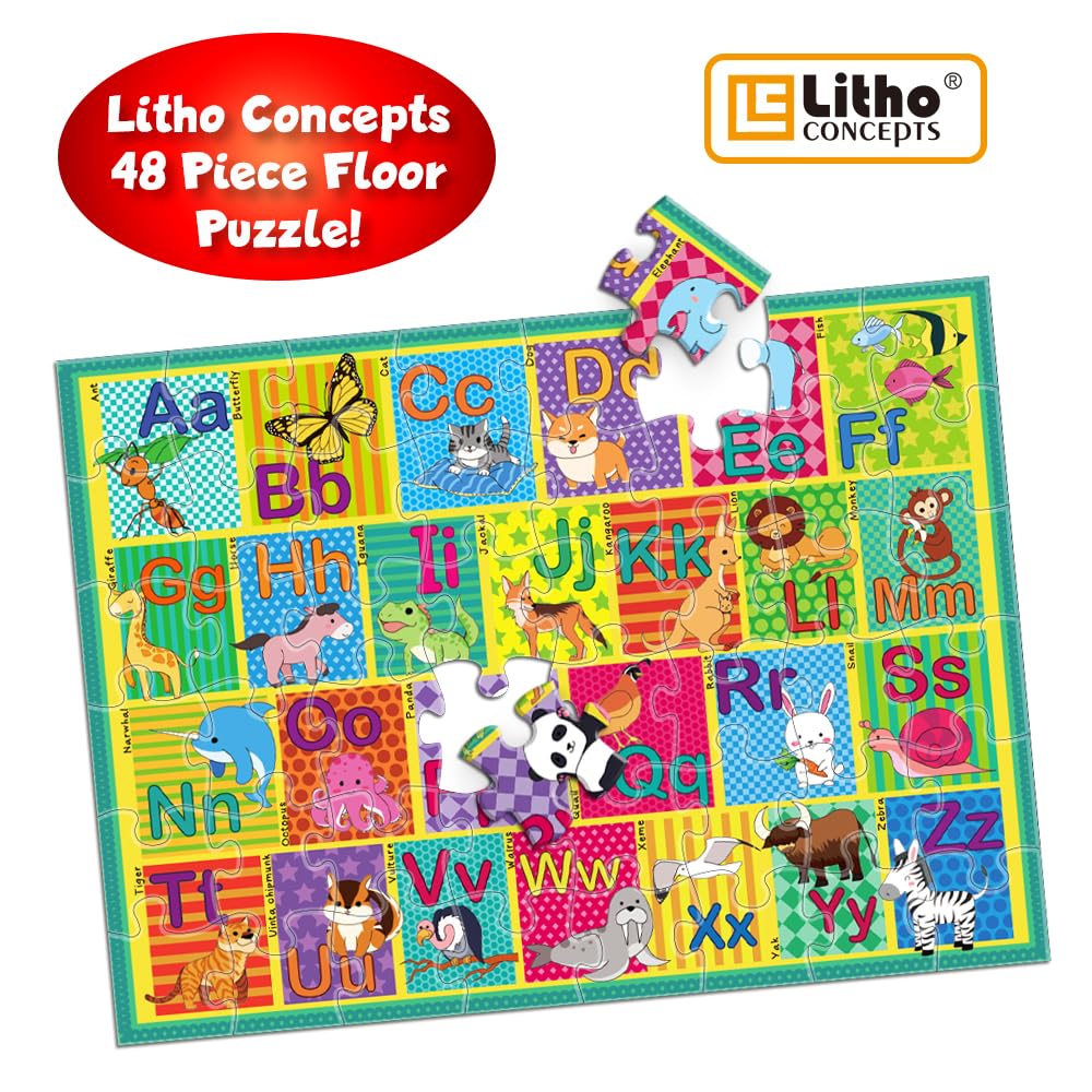 LithoConcepts floor puzzle showing 26 letters for alphabet recognition