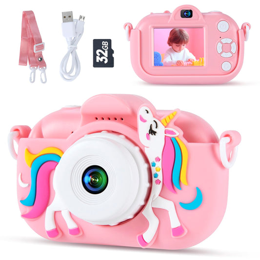 LITLISFlY kids camera front view in pink silicone case for creative play