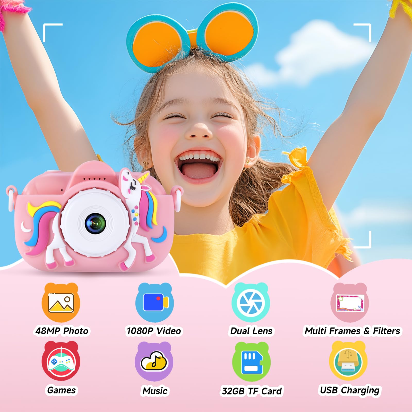 LITLISFlY kid camera with lanyard held by child for portable fun