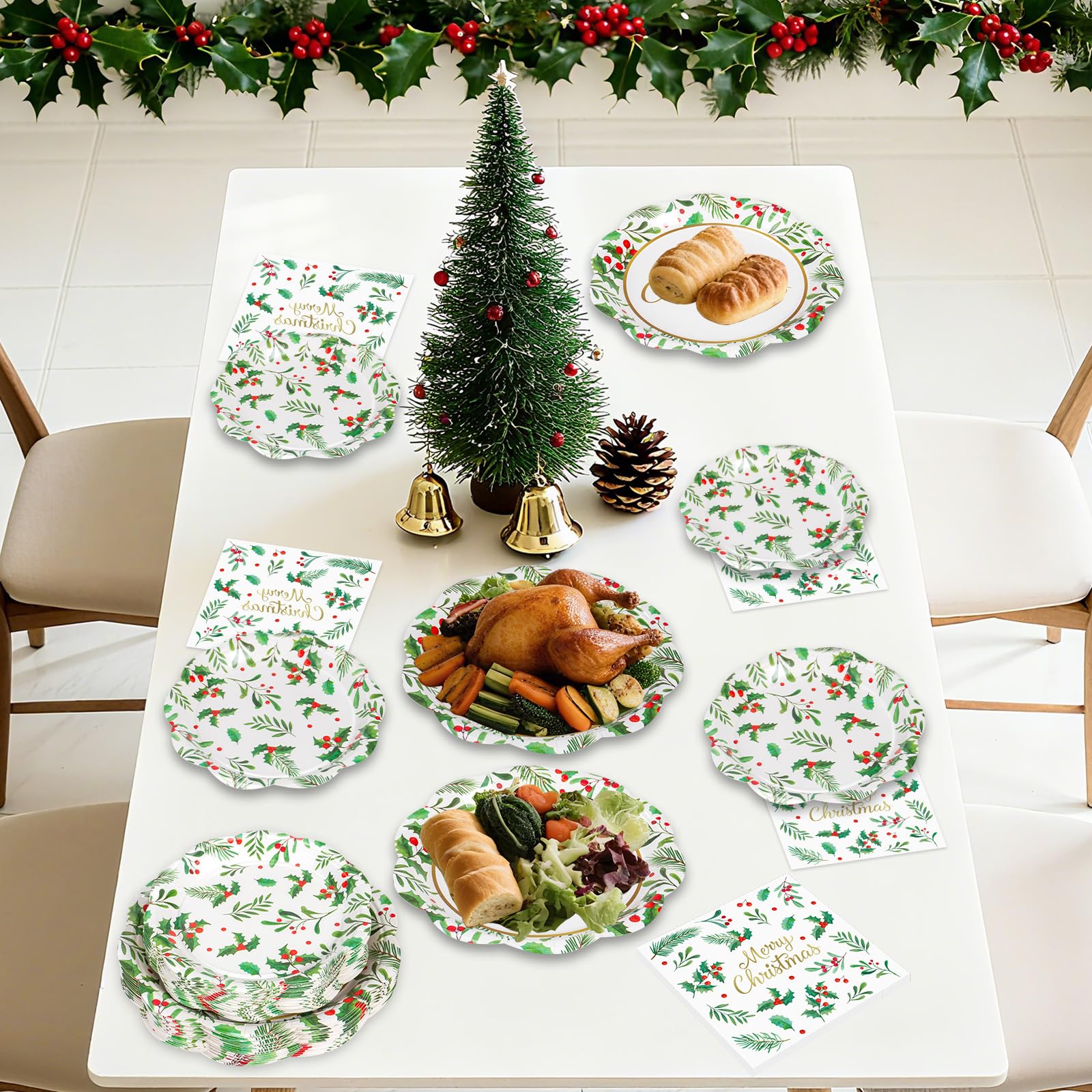 Litmitfu 9-inch Christmas plates offer sturdy, elegant dining for main courses.
