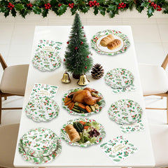 Litmitfu 9-inch Christmas plates offer sturdy, elegant dining for main courses.