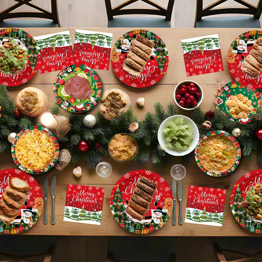 Litmitfu Christmas plates 7-inch ideal for desserts and snacks