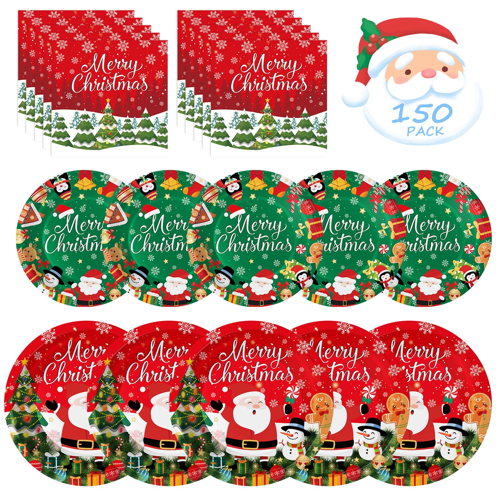 Litmitfu Christmas plates 9-inch for main dishes and holiday dining