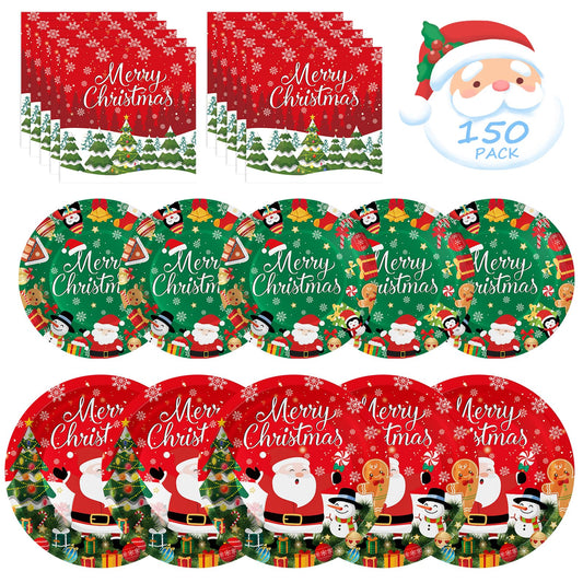 Litmitfu Christmas plates 9-inch for main dishes and holiday dining