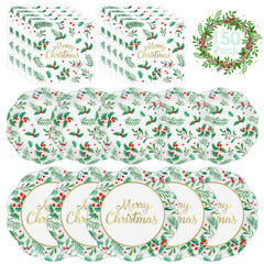 Litmitfu merry christmas plates and napkins 150-piece set for festive gatherings.