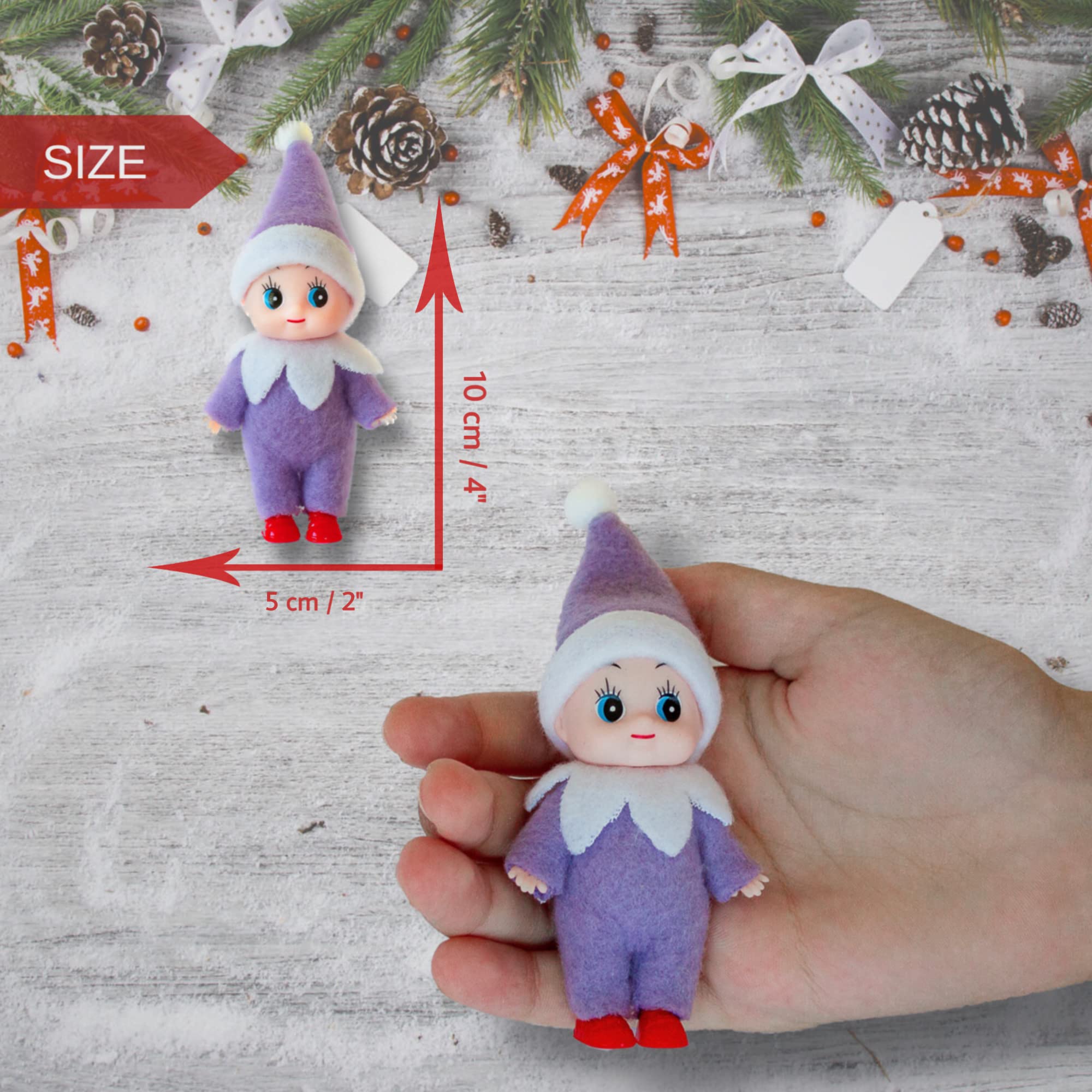 LitoMagic 4-inch baby elf doll suitable for stockings and advent calendars.