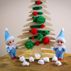 LitoMagic packaging highlights the 4-inch blue jumpsuit elf doll.