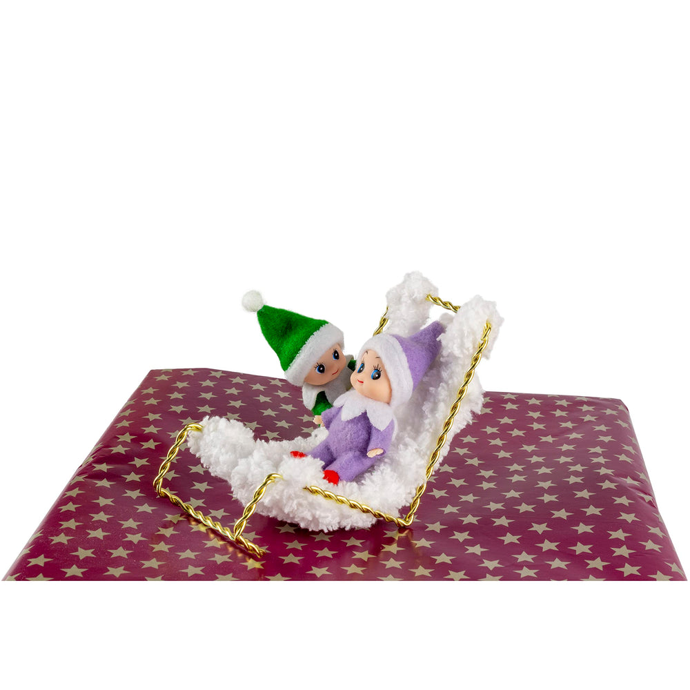 LitoMagic purple jumpsuit elf toy brightening holiday decor and playtime.