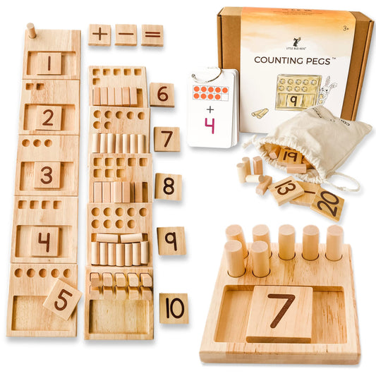 Little Bud Kids Counting Pegs ten-frame setup for hands-on early math exploration.