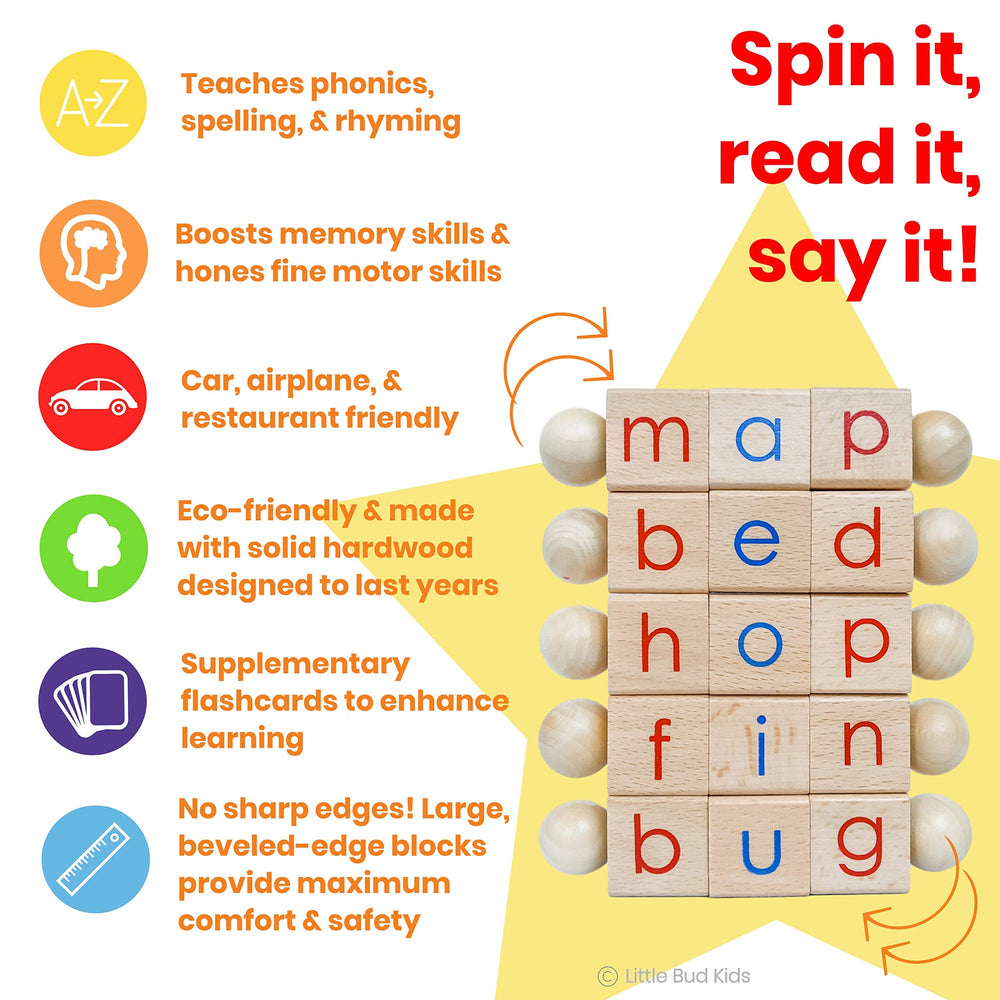 Little Bud Kids CVC flashcards double-sided for self-checks and word building