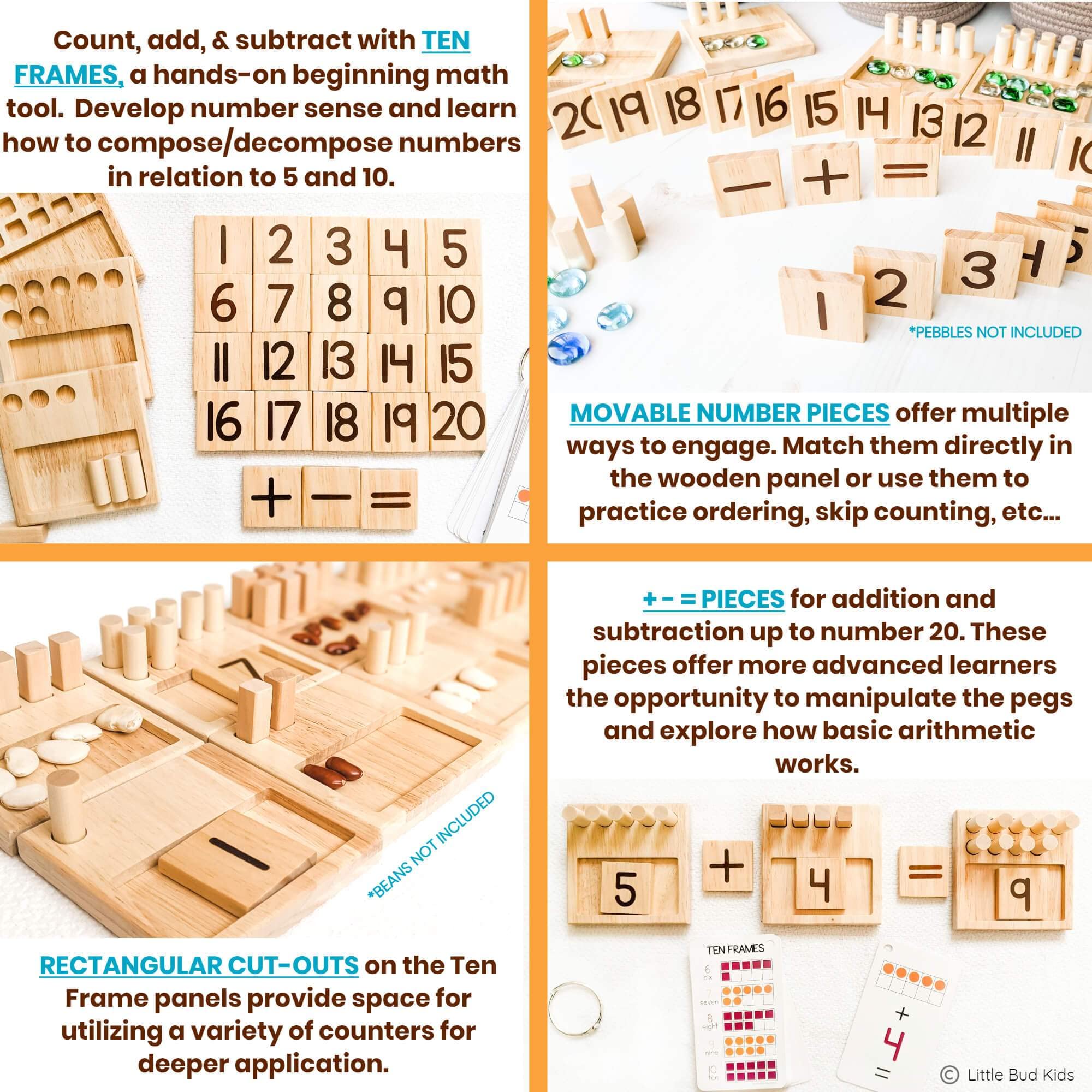 Little Bud Kids Montessori-inspired wooden toy promotes tactile learning.