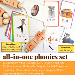 Little Bud Kids wooden phonics rods enabling playful word construction