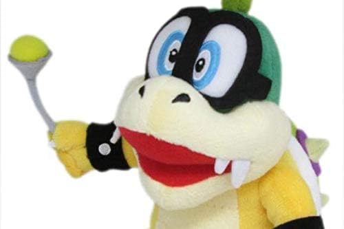 Little Buddy Iggy Koopa plush on a shelf, perfect for Mario fans.