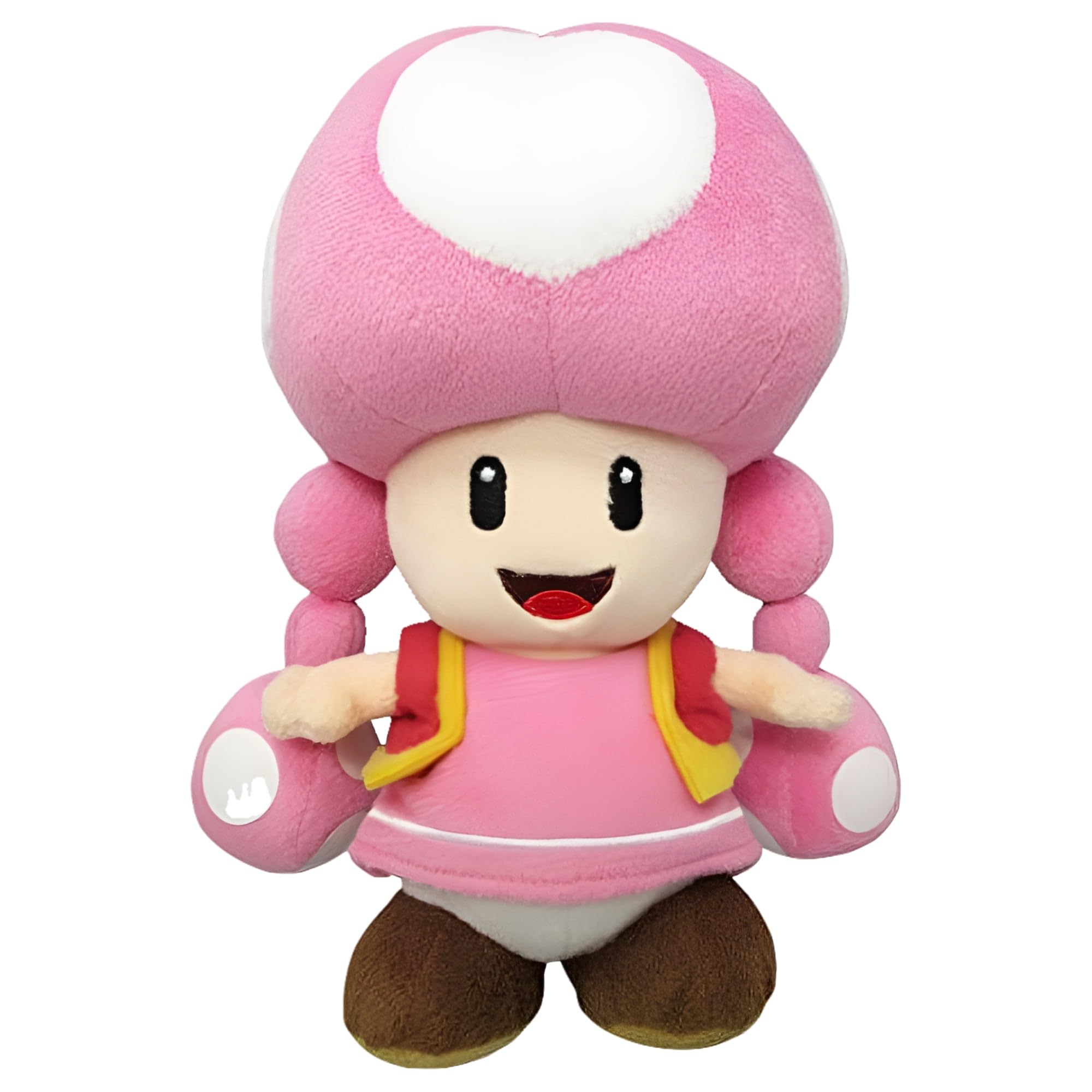 Little Buddy Toadette plush texture detail highlighting soft fur for hugging.