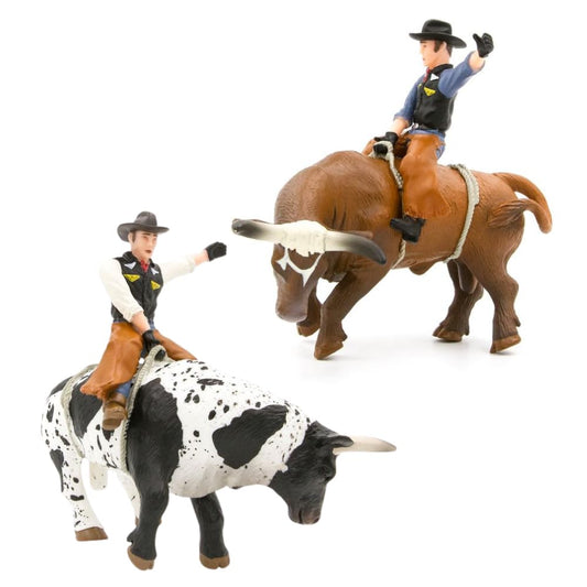 Little Buster Bucking Bulls brown bull with rider captures dynamic display for festive shelves.
