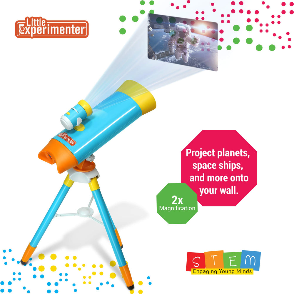Little Experimenter foldable tripod enables flexible positioning during play.