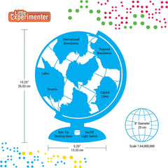Little Experimenter globe map detail focusing on continents and capitals for curious learners.