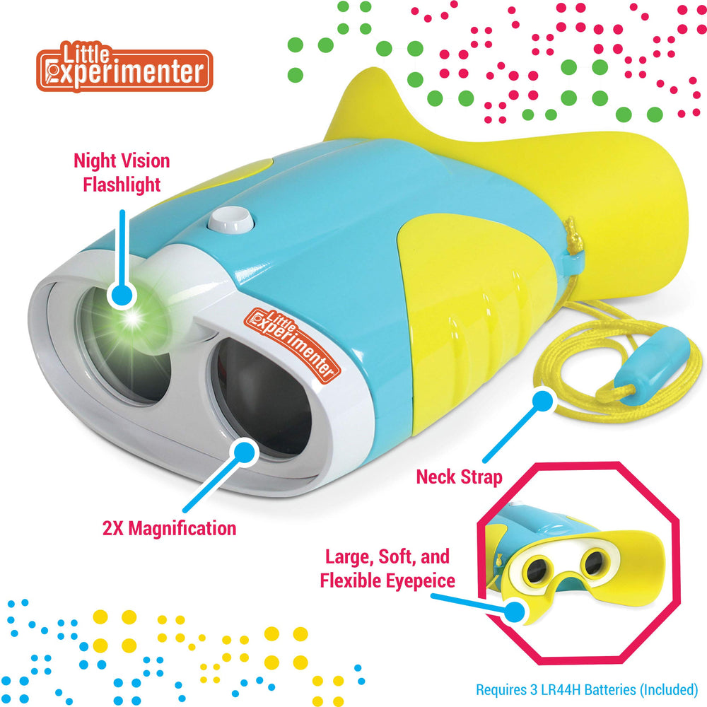 Little Experimenter binoculars built-in flashlight in action for safe nighttime exploration.