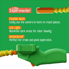 Little Experimenter Snake Scope camera explores underwater plants and fish in clear water.