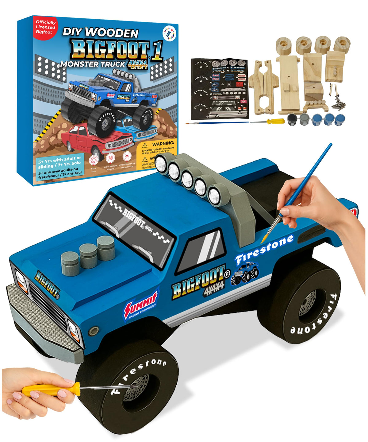 Little Jupiter Bigfoot1 monster truck kit parts for hands-on building fun
